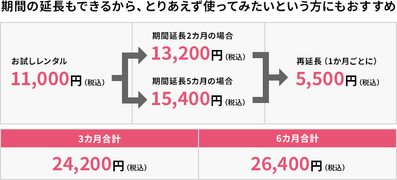 レンタル価格と延長の場合